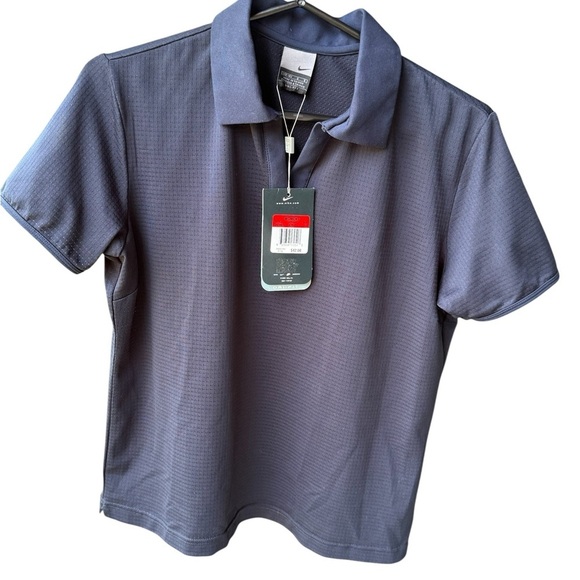 Nike Women's Dri-FIT Polo Shirt Dark Blue Size L Breathable Sports Top - Picture 2 of 6